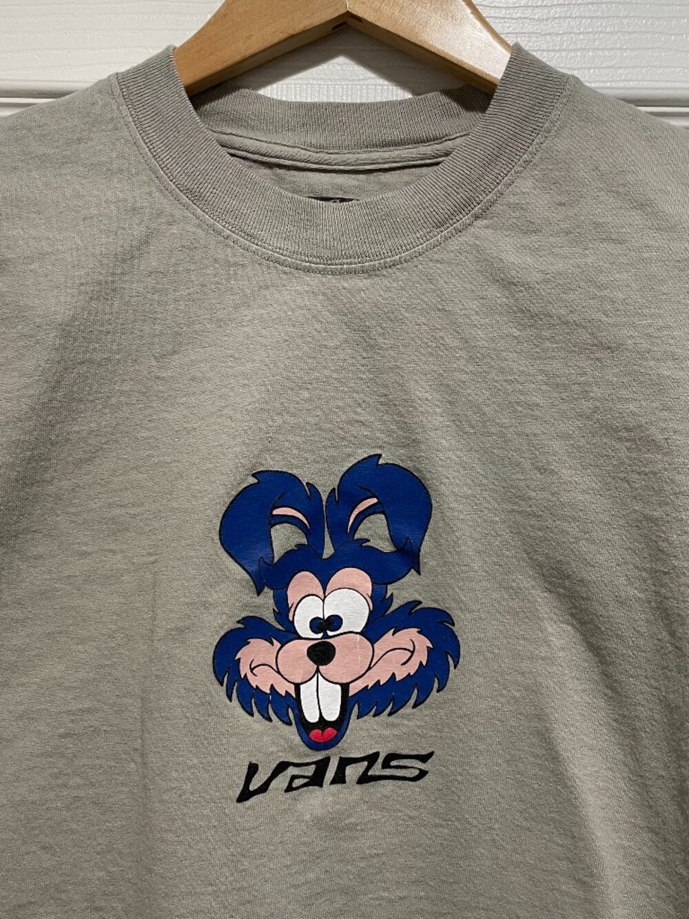 Vans Toon Face T-Shirt Men's Size M Gray London Fog Loose Fit Summer Skater Tee